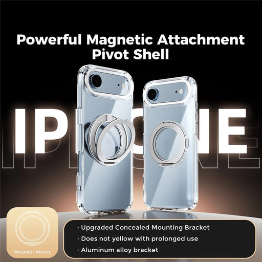 ABEEL Q-LUCK For iPhone Air Magnetic Case Rotating Kickstand Shockproof TPU + PC Phone Back Cover - Silver - 2