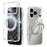 ABEEL Q-LUCK For iPhone 17 Pro Magnetic Case Rotating Kickstand Shockproof TPU + PC Phone Back Cover - Silver - 1