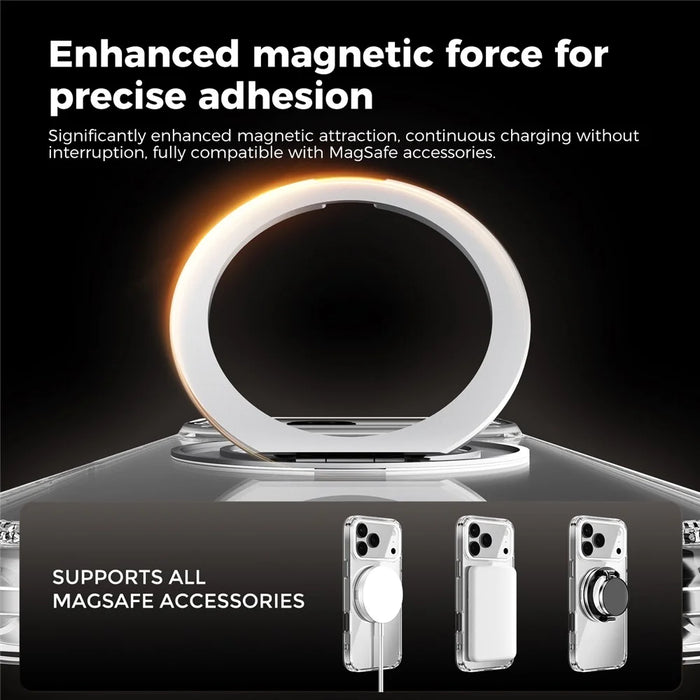 ABEEL Q-LUCK For iPhone 17 Pro Magnetic Case Rotating Kickstand Shockproof TPU + PC Phone Back Cover - Silver - 6