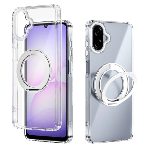 ABEEL Q-LUCK For Samsung Galaxy A08 5G / A08 4G / A07 4G Magnetic Case Rotating Kickstand Shockproof TPU + PC Phone Back Cover - Silver - 1