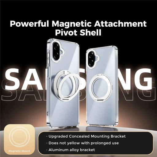 ABEEL Q-LUCK For Samsung Galaxy A08 5G / A08 4G / A07 4G Magnetic Case Rotating Kickstand Shockproof TPU + PC Phone Back Cover - Silver - 2