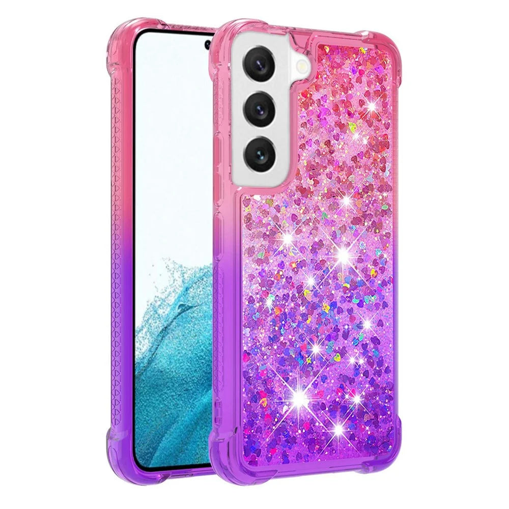 For Samsung Galaxy S23+ TPU Case Gradient Quicksand Phone Back Cover - Pink / Purple - 1