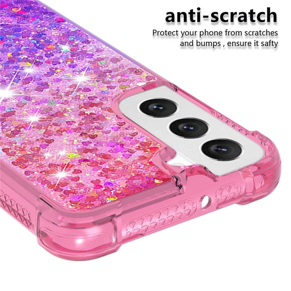 For Samsung Galaxy S23+ TPU Case Gradient Quicksand Phone Back Cover - Pink / Purple - 3