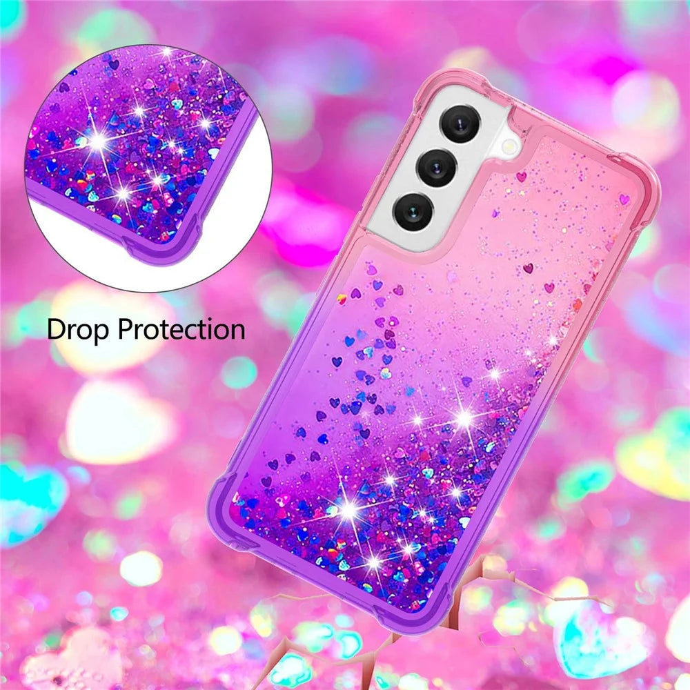 For Samsung Galaxy S23+ TPU Case Gradient Quicksand Phone Back Cover - Pink / Purple - 4