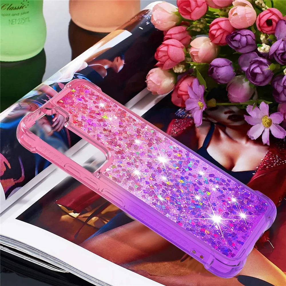 For Samsung Galaxy S23+ TPU Case Gradient Quicksand Phone Back Cover - Pink / Purple - 6