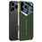 GKK For iPhone 17 Pro Case Matte Leather Coated PC Phone Cover with Electroplated Golden Edge - Green - 1