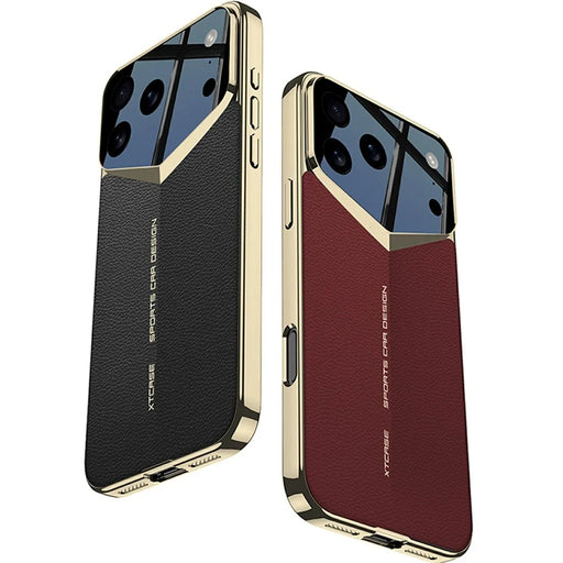 GKK For iPhone 17 Pro Case Matte Leather Coated PC Phone Cover with Electroplated Golden Edge - Green - 2