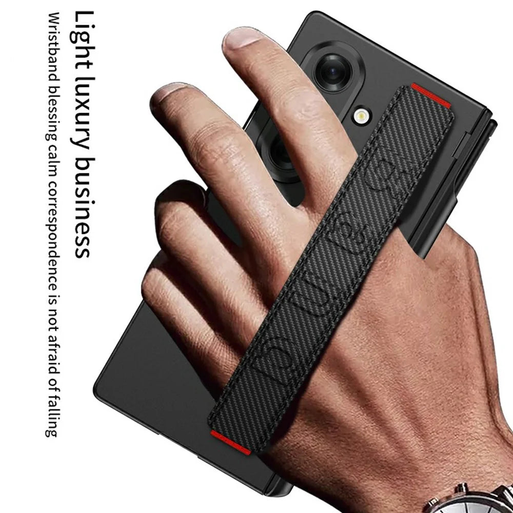 GKK For Samsung Galaxy Z Fold7 5G Case Magnetic Hinge Wristband PC Phone Cover with Tempered Glass Screen Film  /  Pen Slot - Silver - 4