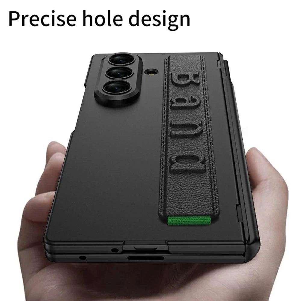 GKK For Samsung Galaxy Z Fold7 5G Case Magnetic Hinge Wristband PC Phone Cover with Tempered Glass Screen Film  /  Pen Slot - Silver - 7