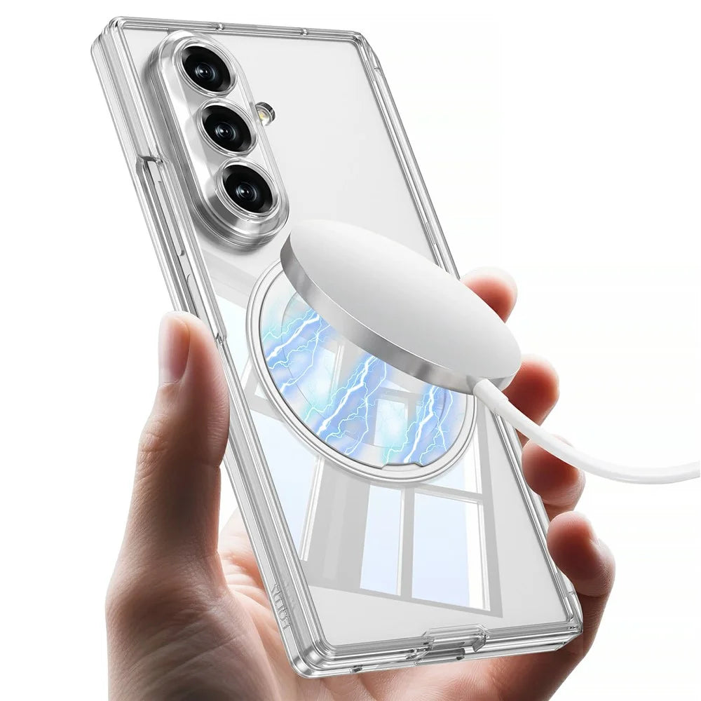 GKK For Samsung Galaxy Z Fold7 5G Magnetic Case Rotary Kickstand PC Clear Phone Cover with Tempered Glass Screen Film - Transparent - 4