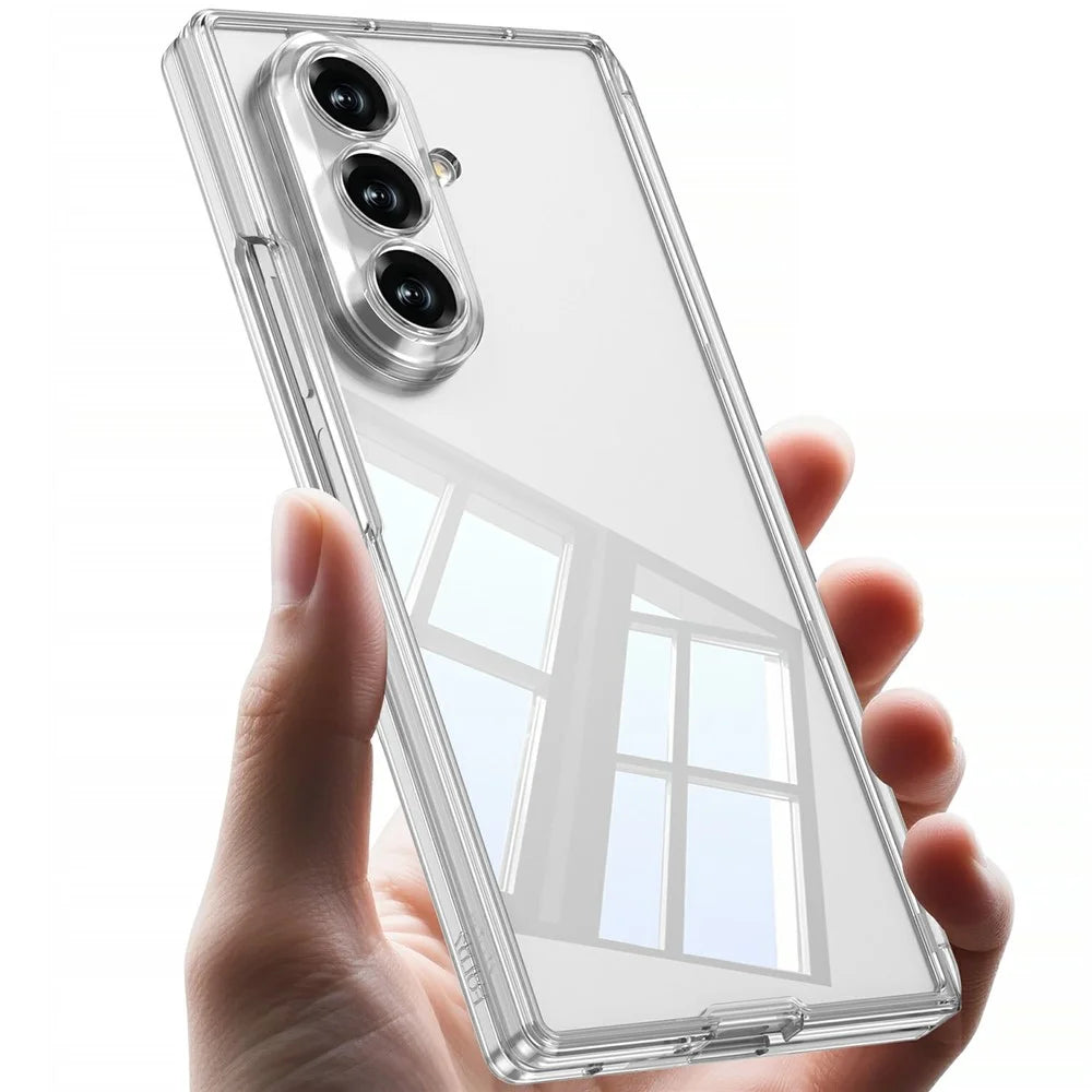 GKK For Samsung Galaxy Z Fold7 5G Case Magnetic Hinge Clear PC Phone Cover with Tempered Glass Screen Film - Transparent - 4