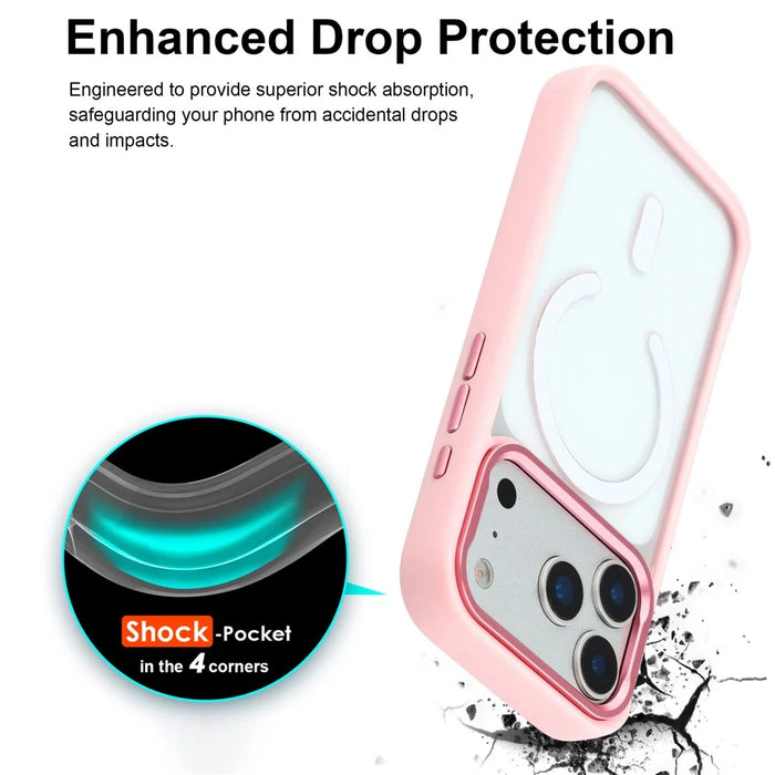 For iPhone 17 Pro Max Clear Phone Case Compatible with MagSafe PC TPU Back Cover (Phone Case Only) - Pink - 4