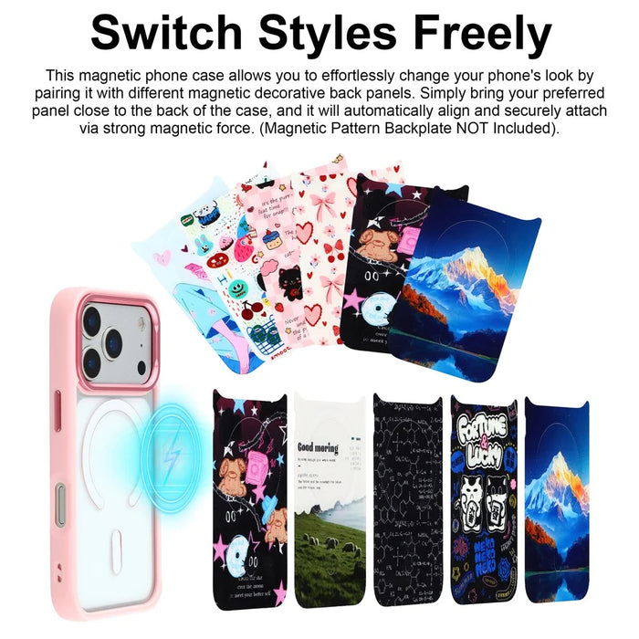 For iPhone 17 Pro Max Clear Phone Case Compatible with MagSafe PC TPU Back Cover (Phone Case Only) - Pink - 5