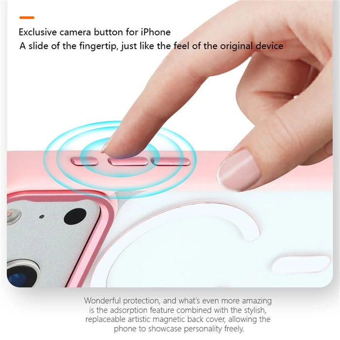For iPhone 17 Pro Max Clear Phone Case Compatible with MagSafe PC TPU Back Cover (Phone Case Only) - Pink - 7