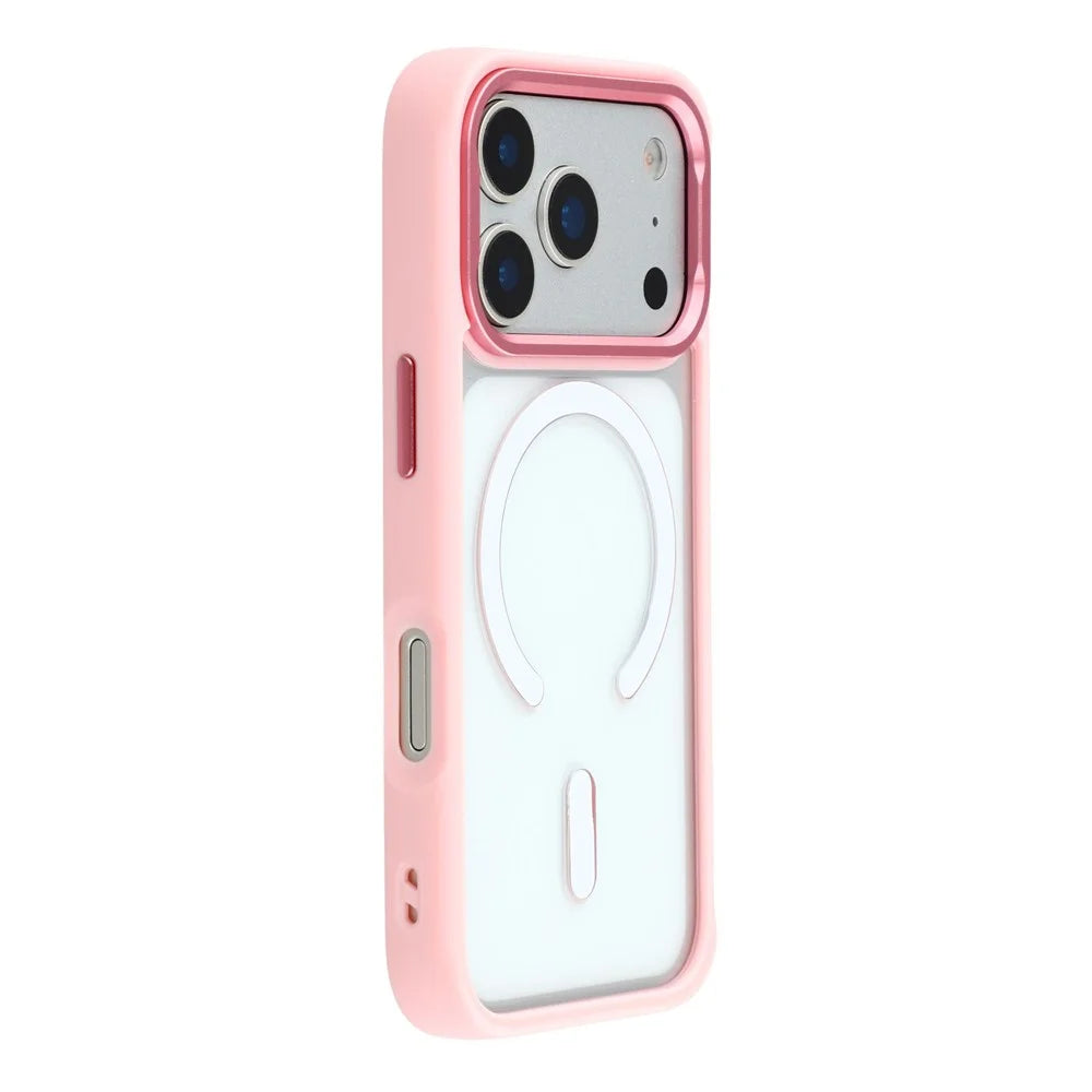 For iPhone 17 Pro Clear Phone Case Compatible with MagSafe PC TPU Back Cover (Phone Case Only) - Pink - 1