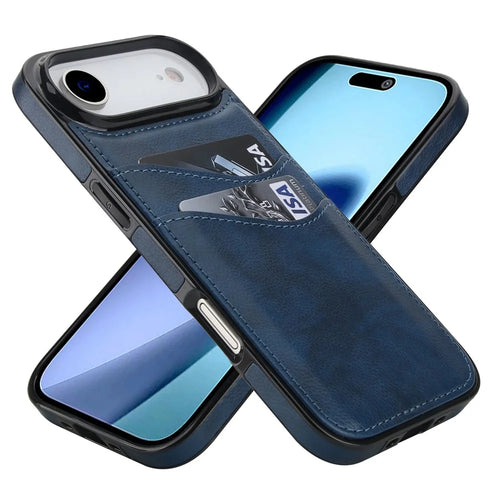 For iPhone Air Case Card Slot Slim-Fit PU + TPU Mobile Cover - Blue - 1