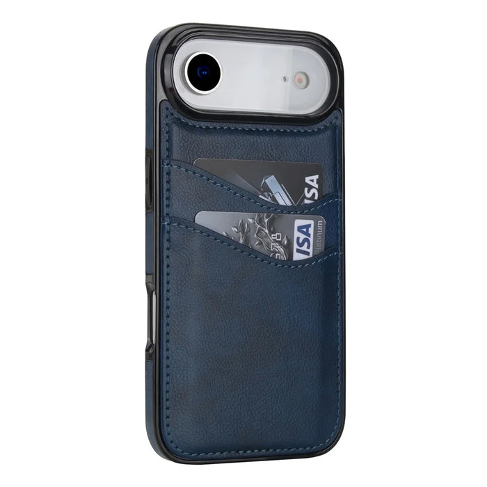 For iPhone Air Case Card Slot Slim-Fit PU + TPU Mobile Cover - Blue - 2