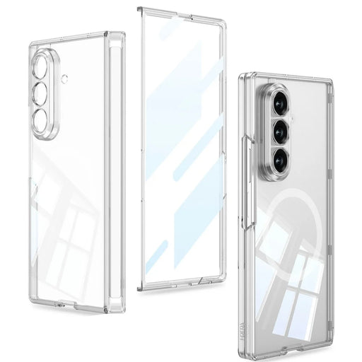 GKK For Samsung Galaxy Z Fold7 5G Magnetic Case Transparent PC Phone Cover with Tempered Glass Screen Film - Transparent - 1