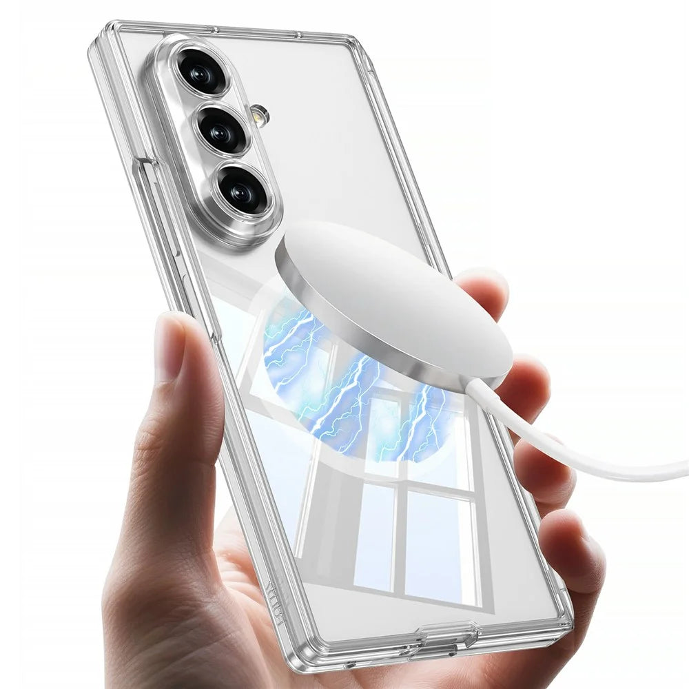 GKK For Samsung Galaxy Z Fold7 5G Magnetic Case Transparent PC Phone Cover with Tempered Glass Screen Film - Transparent - 3