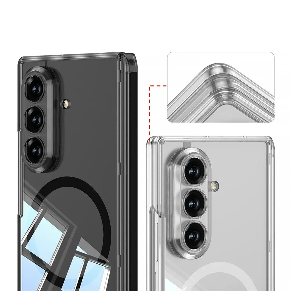 GKK For Samsung Galaxy Z Fold7 5G Magnetic Case Transparent PC Phone Cover with Tempered Glass Screen Film - Transparent - 6