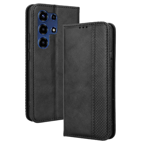 For itel Super 26 Ultra Leather Case Wallet Stand Retro Texture Phone Cover - Black - 1