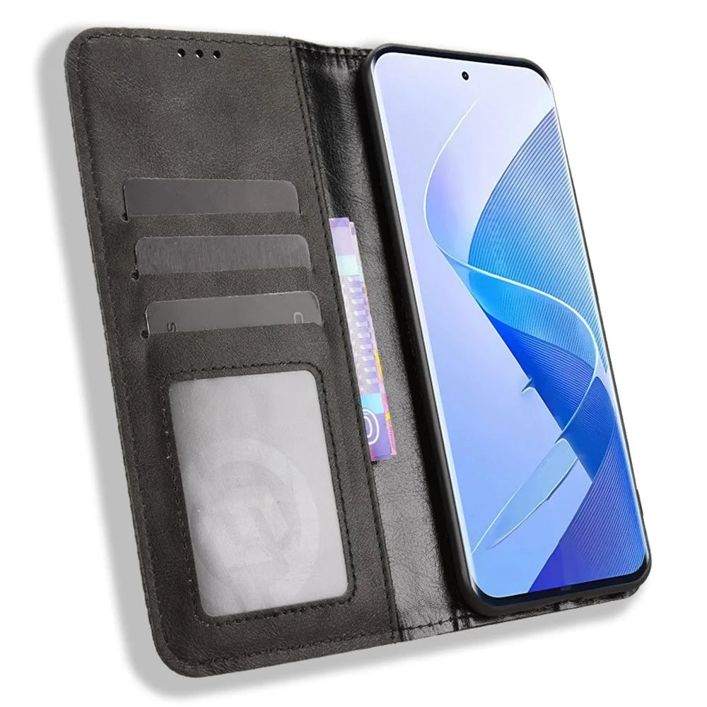 For itel Super 26 Ultra Leather Case Wallet Stand Retro Texture Phone Cover - Black - 2