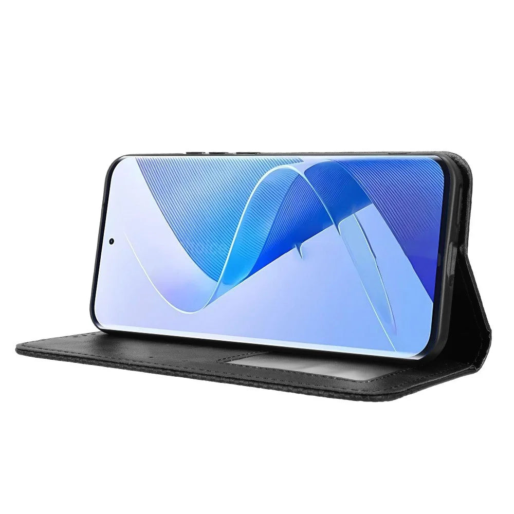For itel Super 26 Ultra Leather Case Wallet Stand Retro Texture Phone Cover - Black - 3