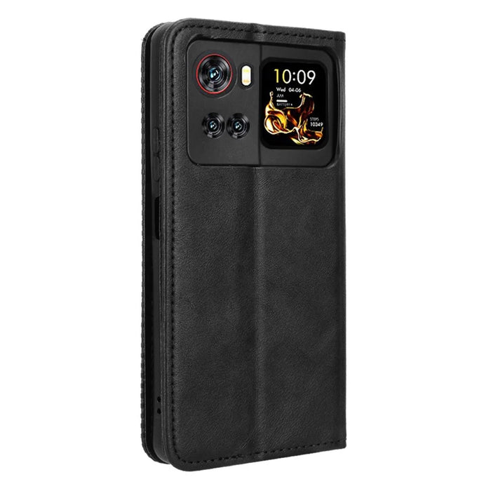 For Cubot X100 Leather Case Wallet Stand Retro Texture Phone Cover - Black - 7