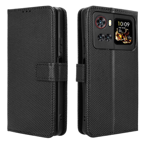 For Cubot X100 Leather Wallet Case with Strap Diamond Texture Phone Cover - Black - 1