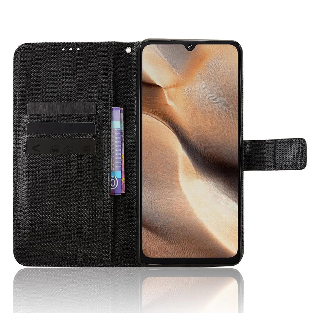 For Cubot X100 Leather Wallet Case with Strap Diamond Texture Phone Cover - Black - 2