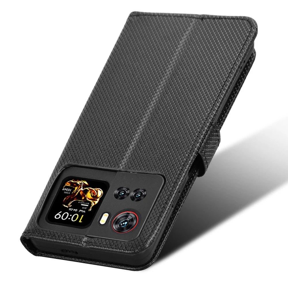 For Cubot X100 Leather Wallet Case with Strap Diamond Texture Phone Cover - Black - 5