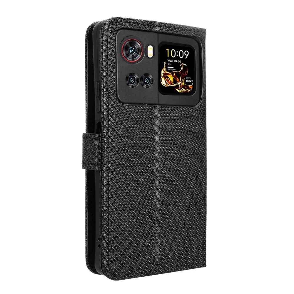 For Cubot X100 Leather Wallet Case with Strap Diamond Texture Phone Cover - Black - 7