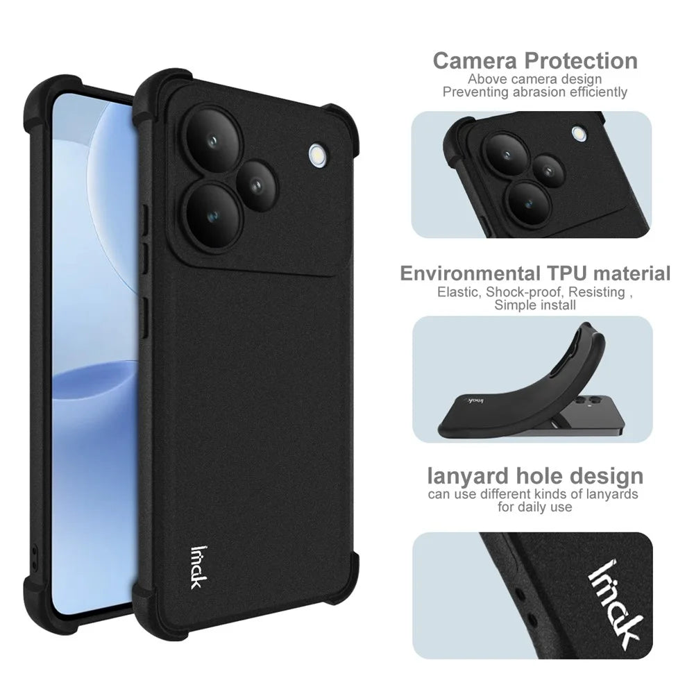 IMAK For Realme P4 5G Case TPU Phone Cover Airbag Shockproof Protection - Matte Black - 4