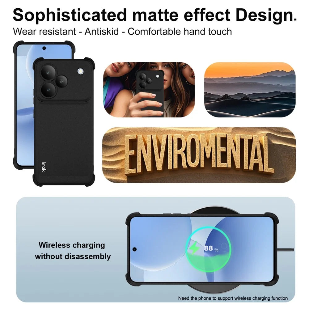 IMAK For Realme P4 5G Case TPU Phone Cover Airbag Shockproof Protection - Matte Black - 5
