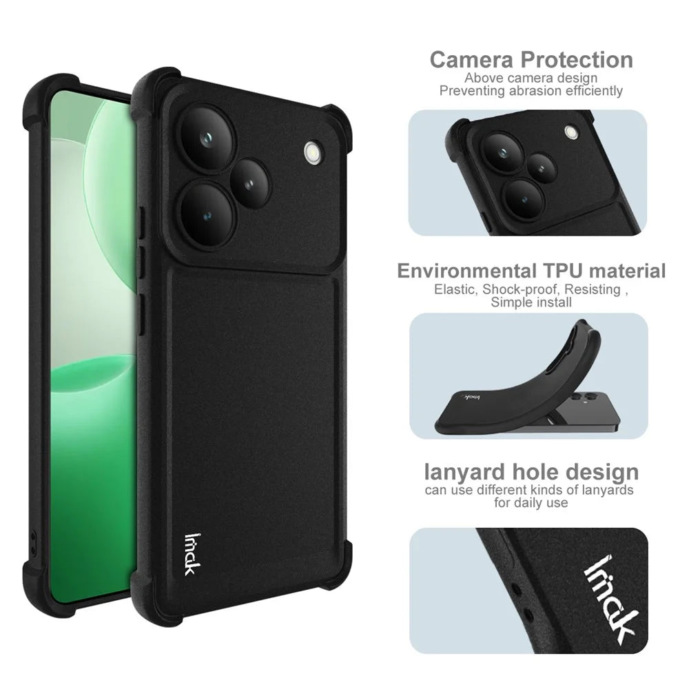 IMAK For Realme P4 Pro 5G Case TPU Phone Cover Airbag Shockproof Protection - Matte Black - 4
