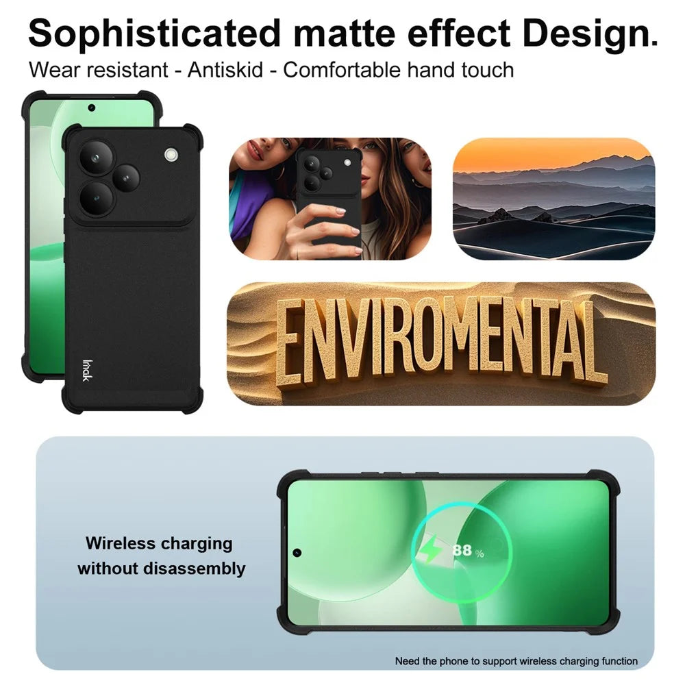 IMAK For Realme P4 Pro 5G Case TPU Phone Cover Airbag Shockproof Protection - Matte Black - 5