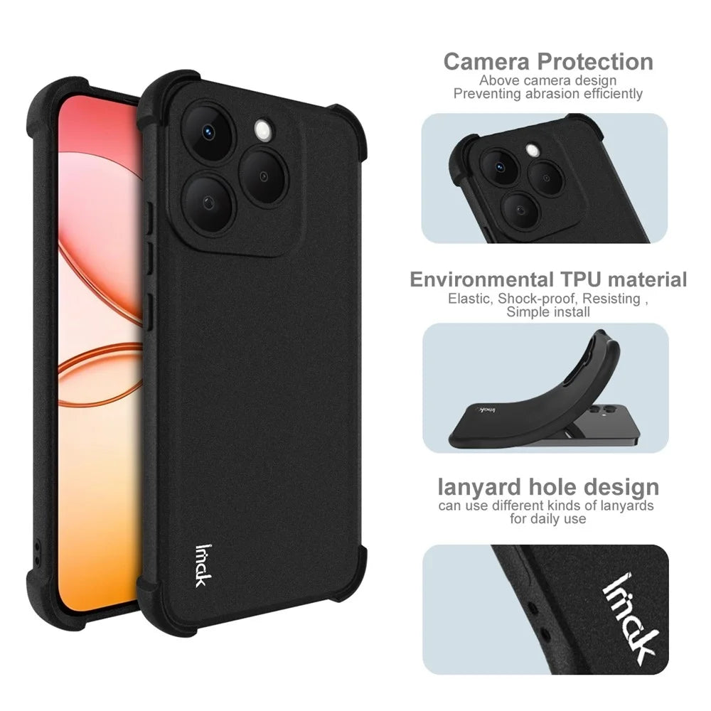 IMAK For Realme 15T 5G Case TPU Phone Cover Airbag Shockproof Protection - Matte Black - 4