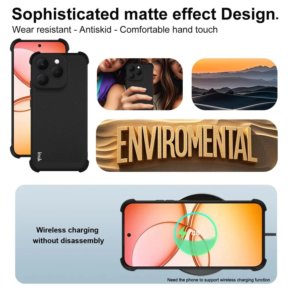 IMAK For Realme 15T 5G Case TPU Phone Cover Airbag Shockproof Protection - Matte Black - 5