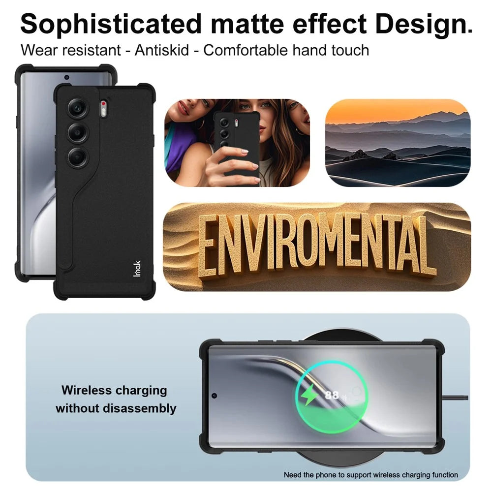 IMAK For TECNO Camon 40 Pro 4G Case TPU Phone Cover Airbag Shockproof Protection - Matte Black - 5