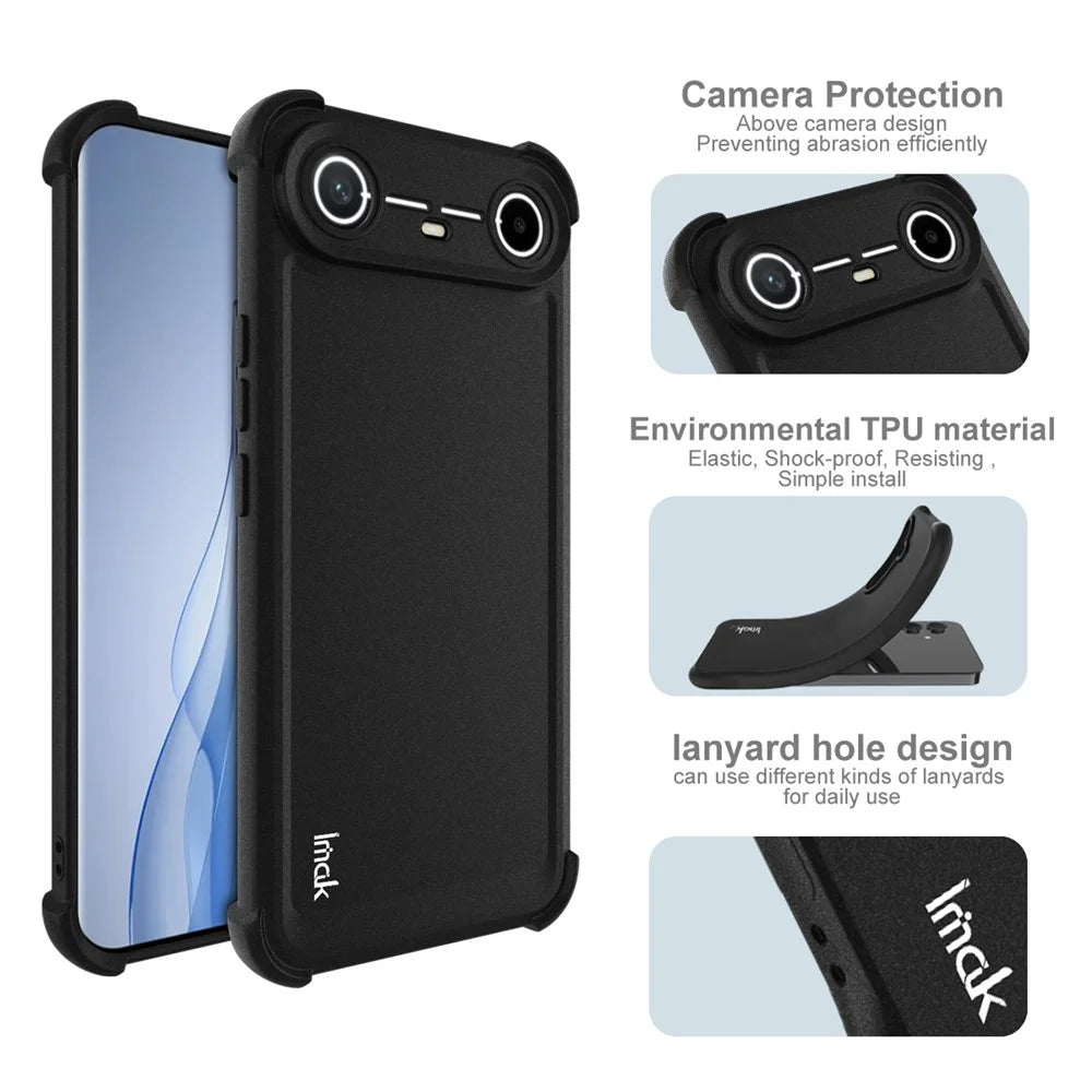 IMAK For TECNO Spark Slim 4G / Pova Slim 5G Case TPU Phone Cover Airbag Shockproof Protection - Matte Black - 4