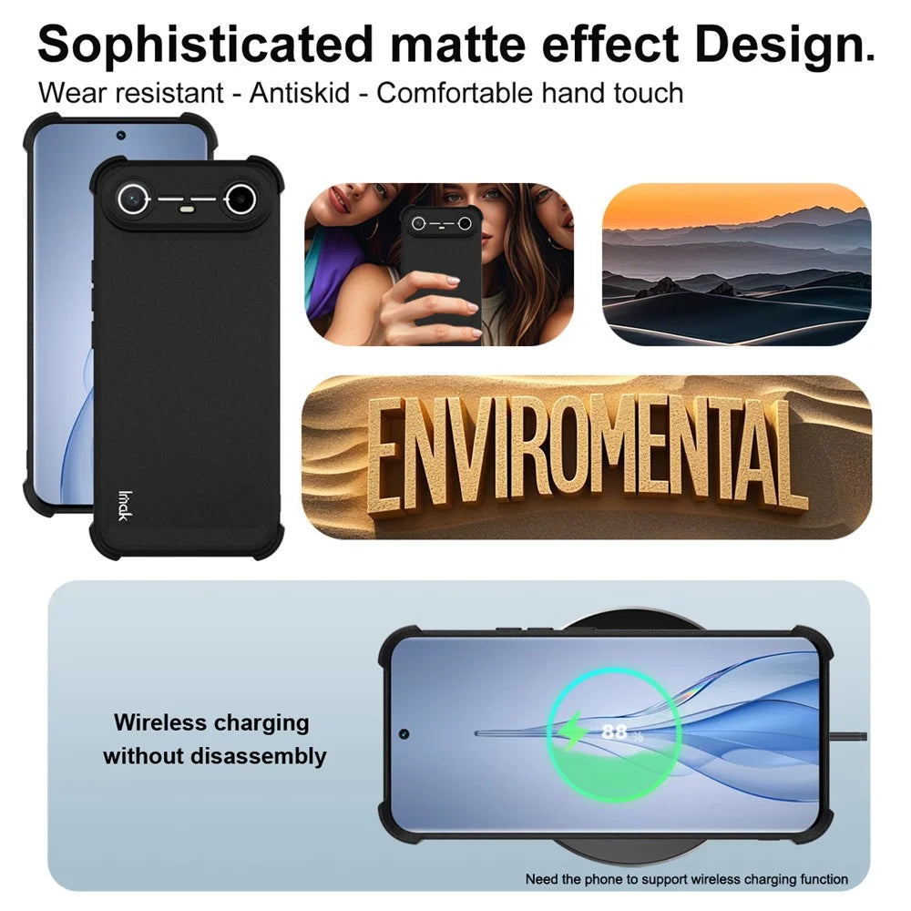IMAK For TECNO Spark Slim 4G / Pova Slim 5G Case TPU Phone Cover Airbag Shockproof Protection - Matte Black - 5