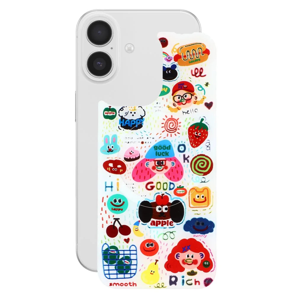 For iPhone 17 Magnetic Back Plates Pattern Printed Quick Change Backplate (Backplate Only) - Cartoon Elements - 1