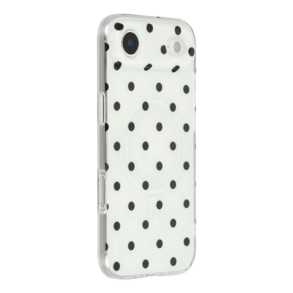 For iPhone Air Case Polka Dot Pattern TPU + PC Phone Cover Compatible with MagSafe - Black - 1
