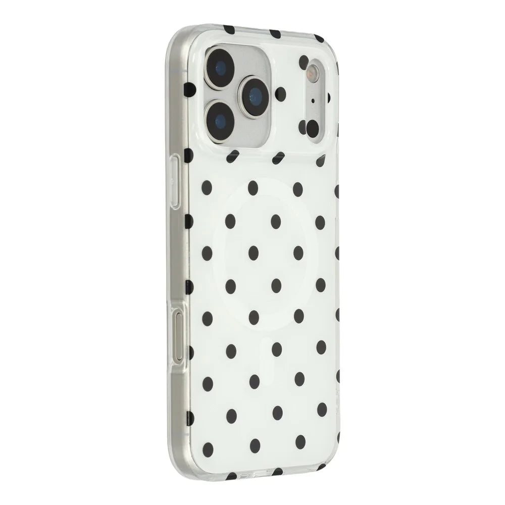 For iPhone 17 Pro Case Polka Dot Pattern TPU + PC Phone Cover Compatible with MagSafe - Black - 1