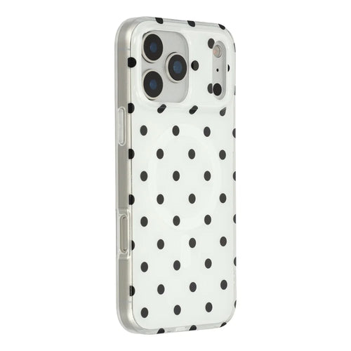 For iPhone 17 Pro Case Polka Dot Pattern TPU + PC Phone Cover Compatible with MagSafe - Black - 1