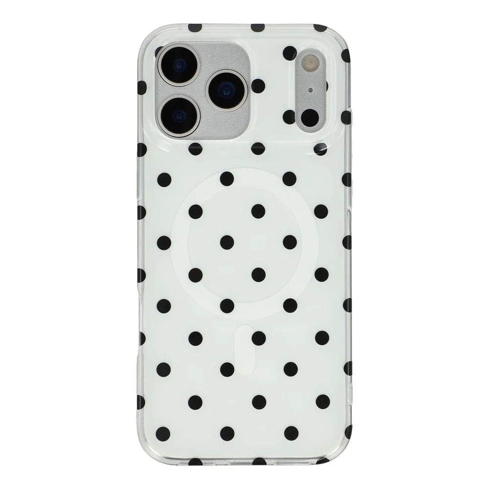 For iPhone 17 Pro Case Polka Dot Pattern TPU + PC Phone Cover Compatible with MagSafe - Black - 3