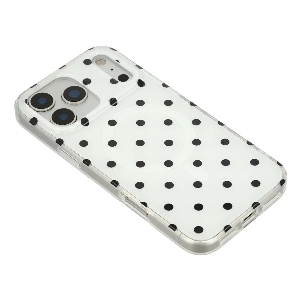 For iPhone 17 Pro Case Polka Dot Pattern TPU + PC Phone Cover Compatible with MagSafe - Black - 4