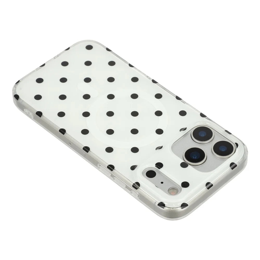 For iPhone 17 Pro Case Polka Dot Pattern TPU + PC Phone Cover Compatible with MagSafe - Black - 5