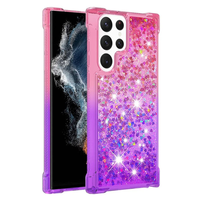 For Samsung Galaxy S23 Ultra TPU Case Gradient Quicksand Phone Back Cover - Pink / Purple - 1
