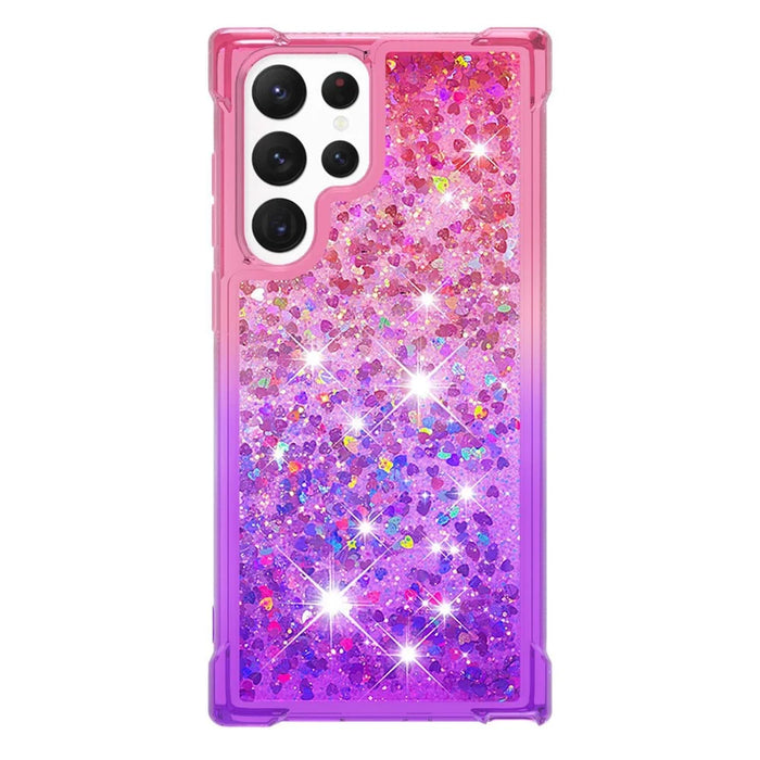 For Samsung Galaxy S23 Ultra TPU Case Gradient Quicksand Phone Back Cover - Pink / Purple - 2